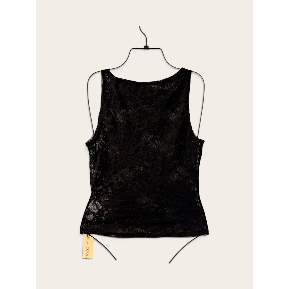 SHEIN BAE Black Sheer Lace Sleeveless Top Floral Mesh Tank SZ S NWT